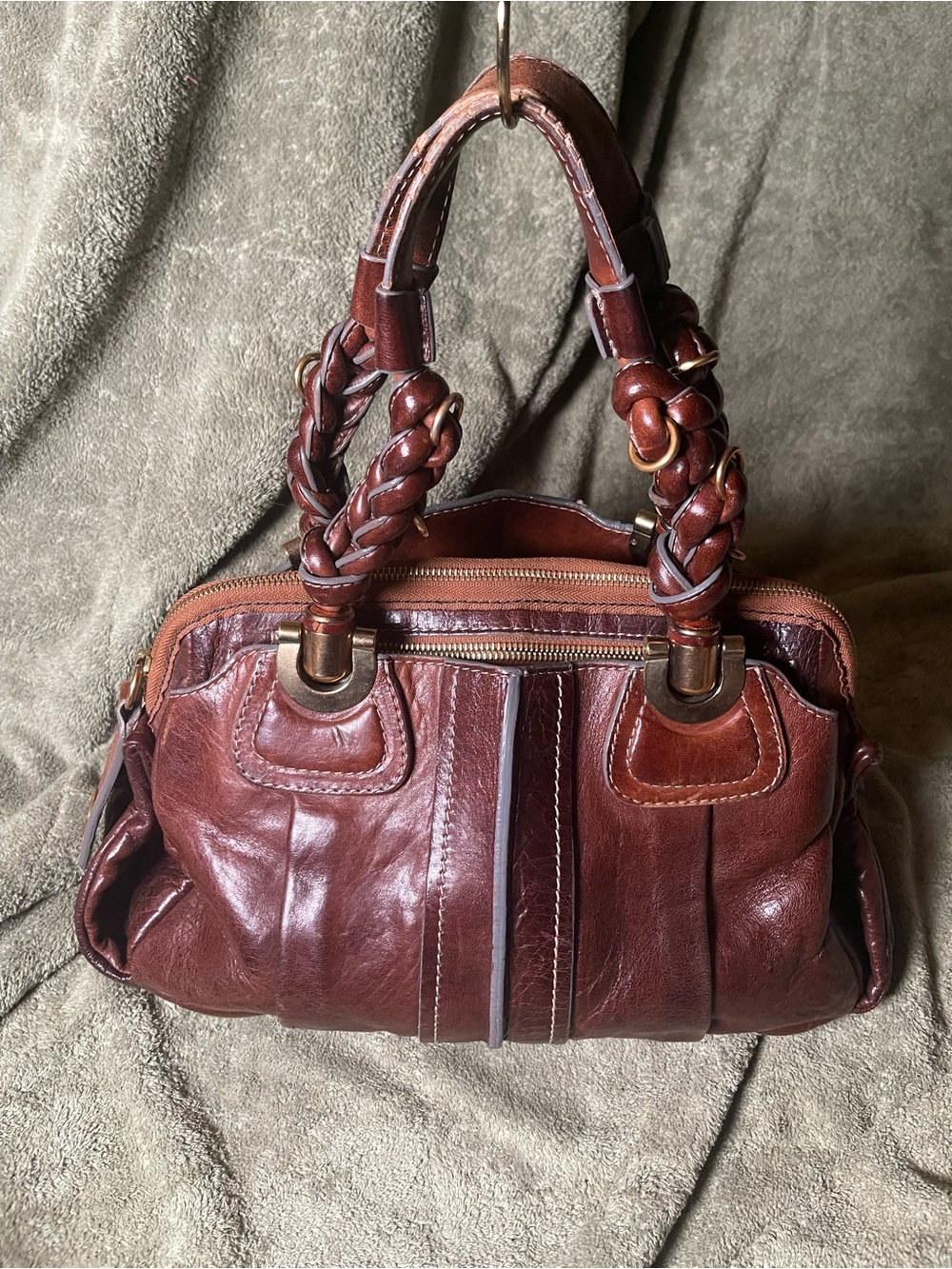 Chloé Medium Héloïse Brown Braided Leather Satchel Handbag
